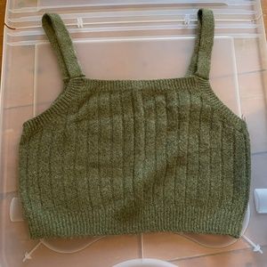 Green Polyester Crop Top Tank
